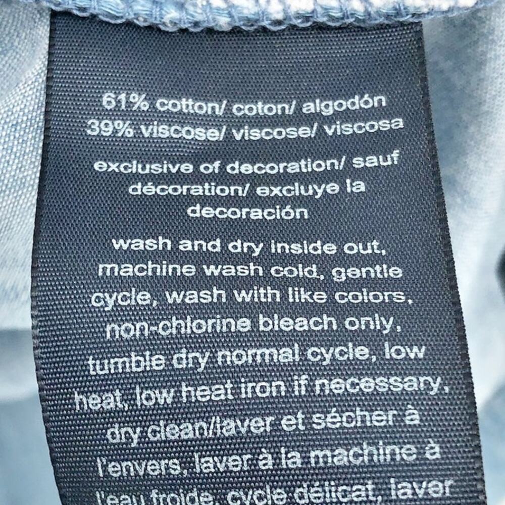 Tommy Hilfiger Womens Chambray Tank Top XL Blue Shoulder Tie Ruffle Smocking NWT - Picture 11 of 12